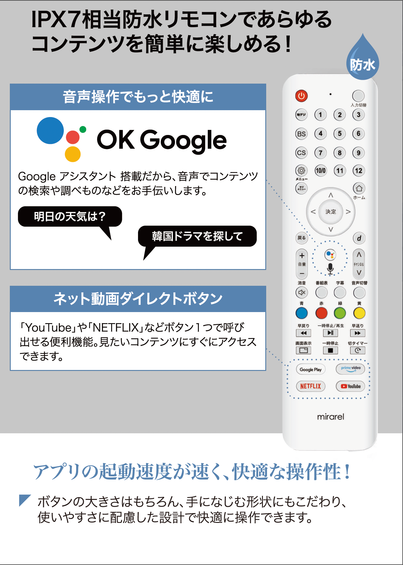 お風呂で動画を楽しむ!mirarel 16MBTW ミラレル 16V型浴室テレビ – ネット動画アプリ対応・防水リモコン付き