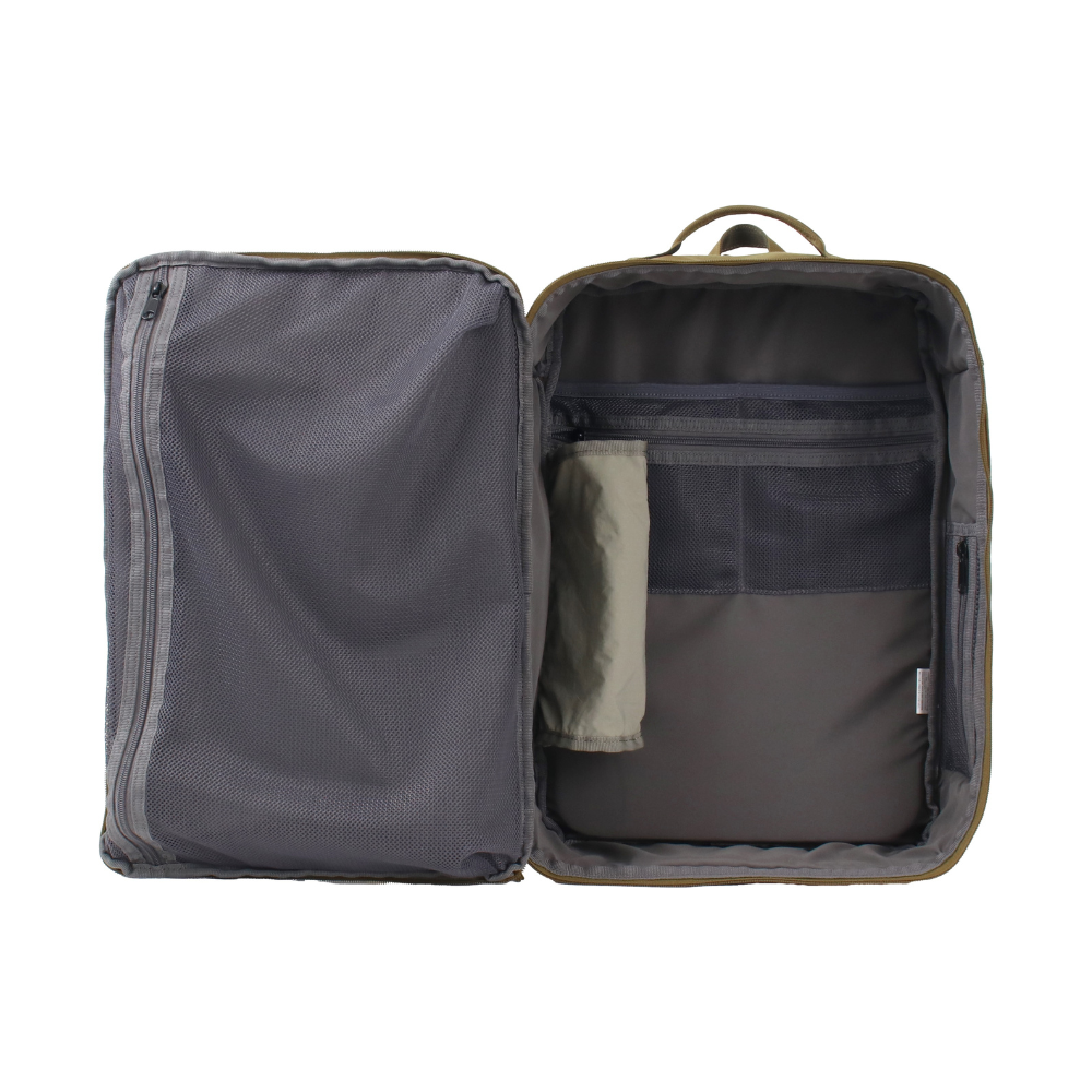 【1泊2日対応】横開き&自立式リュック|ESSENCE Essence M fma-0004|スマート収納&メッシュポケット付き ベージュ