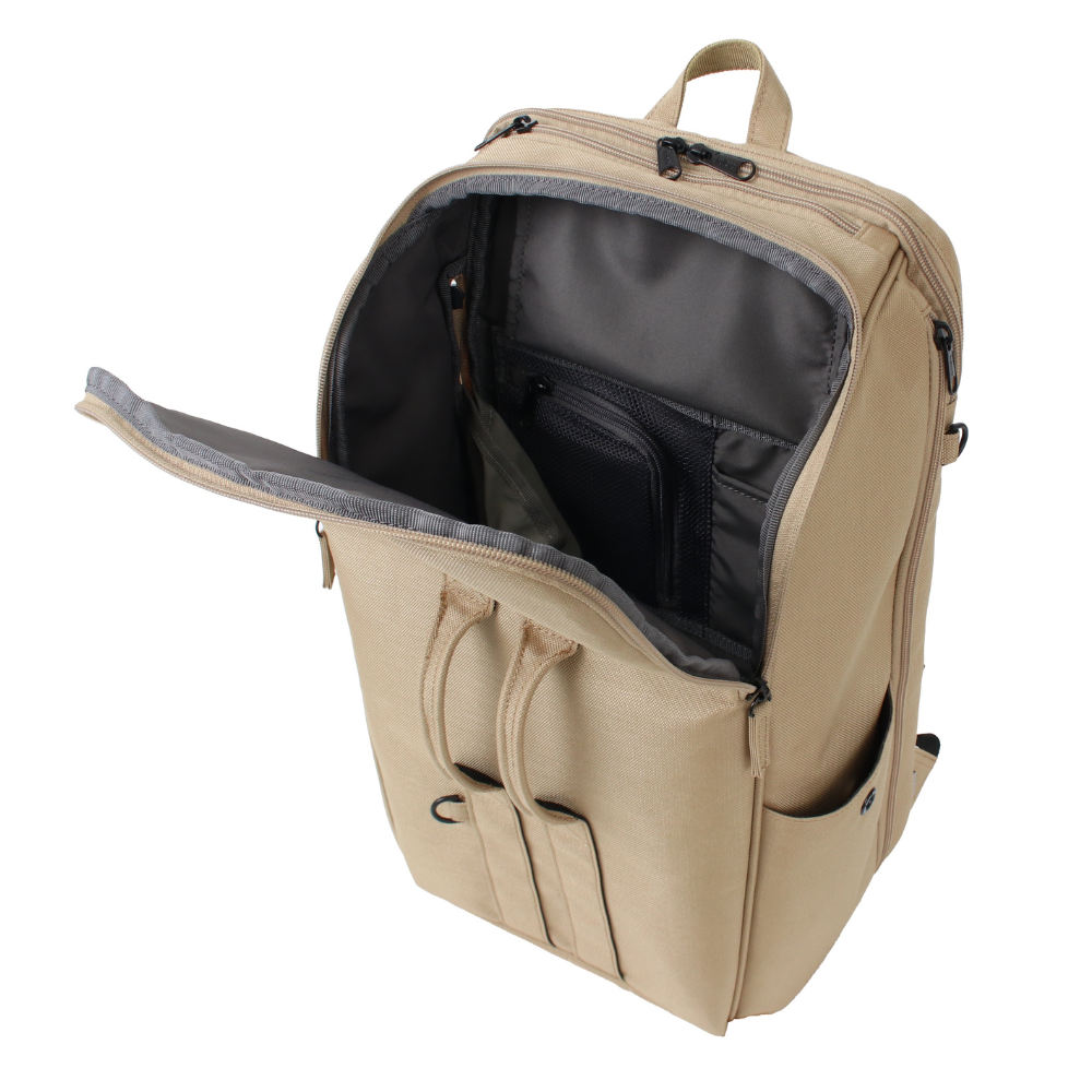 fulcro ESSENCE Double fma-0006 自立型ダブルハンドルバッグ 軽量 16L|大きく開く上部&メッシュポケットで整理しやすくスタイリッシュに収納 オリーブ