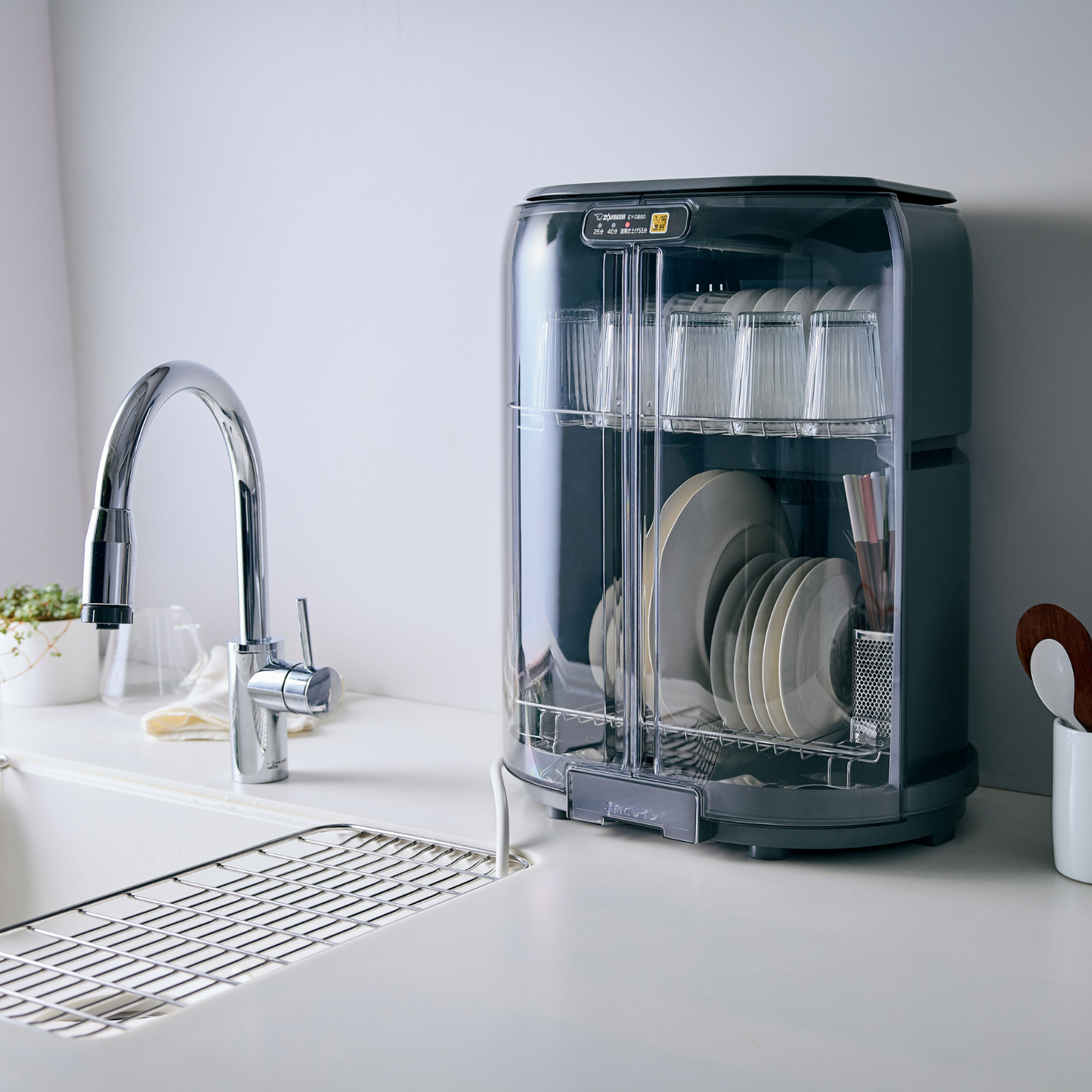 象印 食器乾燥器 大容量・省エネ・清潔乾燥 シンプル&パワフル設計 EY-GB50 HA グレー