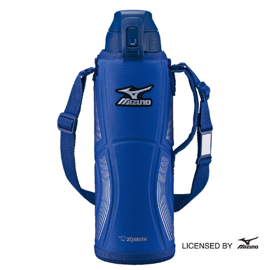 象印 ステンレスクールボトル Mizuno SD-FX15-AA ブルー|保冷専用・スムースダイレクト飲み口・エアーベント構造・衝撃吸収ポーチ付き・直飲み水筒 1.5L スポーツドリンク対応・子供〜大人までOK