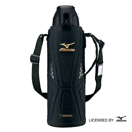 象印 ステンレスクールボトル Mizuno SD-FX15-BA ブラック|保冷専用・スムースダイレクト飲み口・エアーベント構造・衝撃吸収ポーチ付き・直飲み水筒 1.5L スポーツドリンク対応・子供〜大人までOK