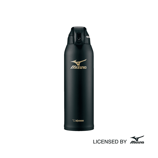 象印 ステンレスクールボトル Mizuno SD-FX15-BA ブラック|保冷専用・スムースダイレクト飲み口・エアーベント構造・衝撃吸収ポーチ付き・直飲み水筒 1.5L スポーツドリンク対応・子供〜大人までOK
