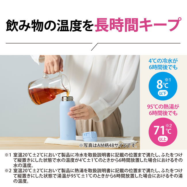 象印 シームレスせん 水筒 ステンレスマグ SM-WS48  AM(エアリーブルー)プレゼント シームレス 480ml 360ml 直飲み ワンタッチ 保冷 保温 軽量 真空断熱 密閉性 耐久性 スポーツドリンクOK 純正品 メーカー保証対応 初期不良対応 メーカー様お取引あり