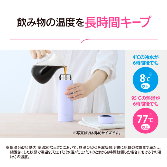象印 シームレスせん 史上最高保温力 サーモリング構造 新商品 ステンレスマグ 食洗機OK SU-AA48 VM アイシーパープル